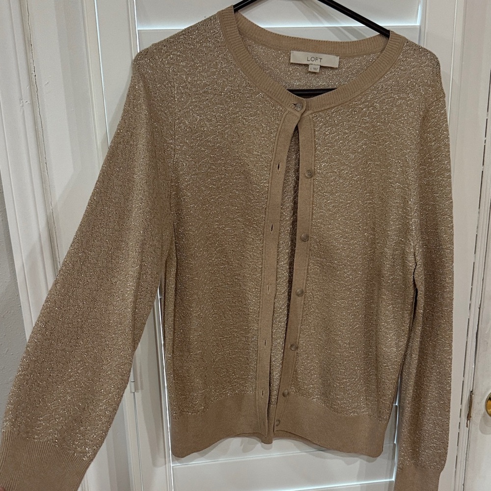 LOFT Women's Beige Cardigan Sweater